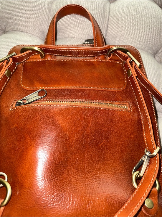 REAL Leather Backpack Purse in Brown main image 11